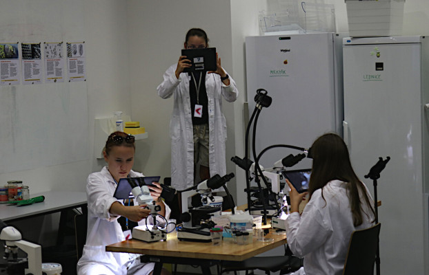 Natáčení v laboratořích a skrze mikroskopy