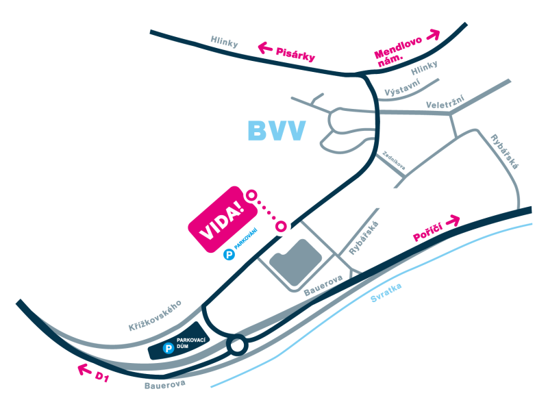 Mapa dostupnosti našeho science centra – autem