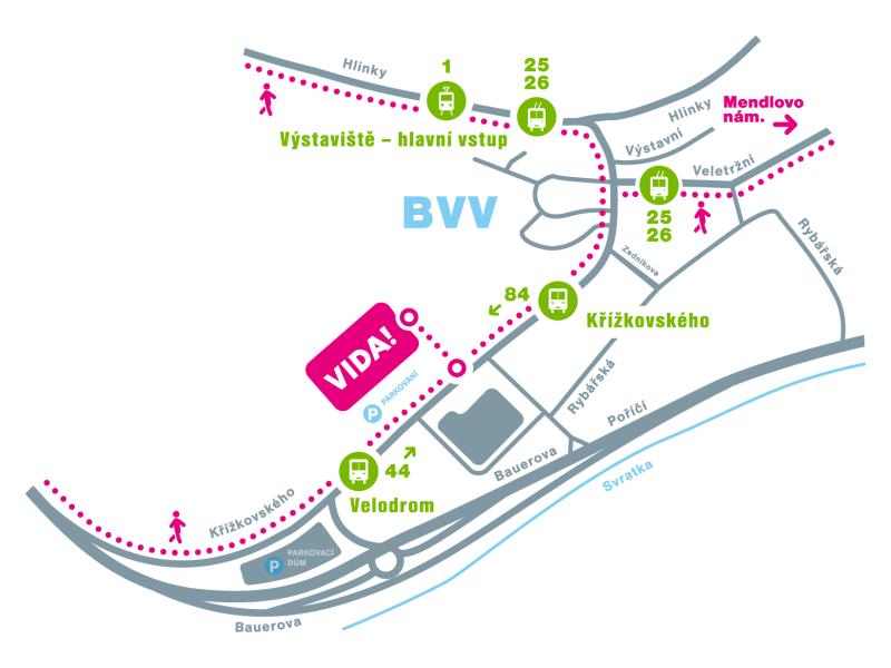 Mapa dostupnosti našeho science centra – MHD